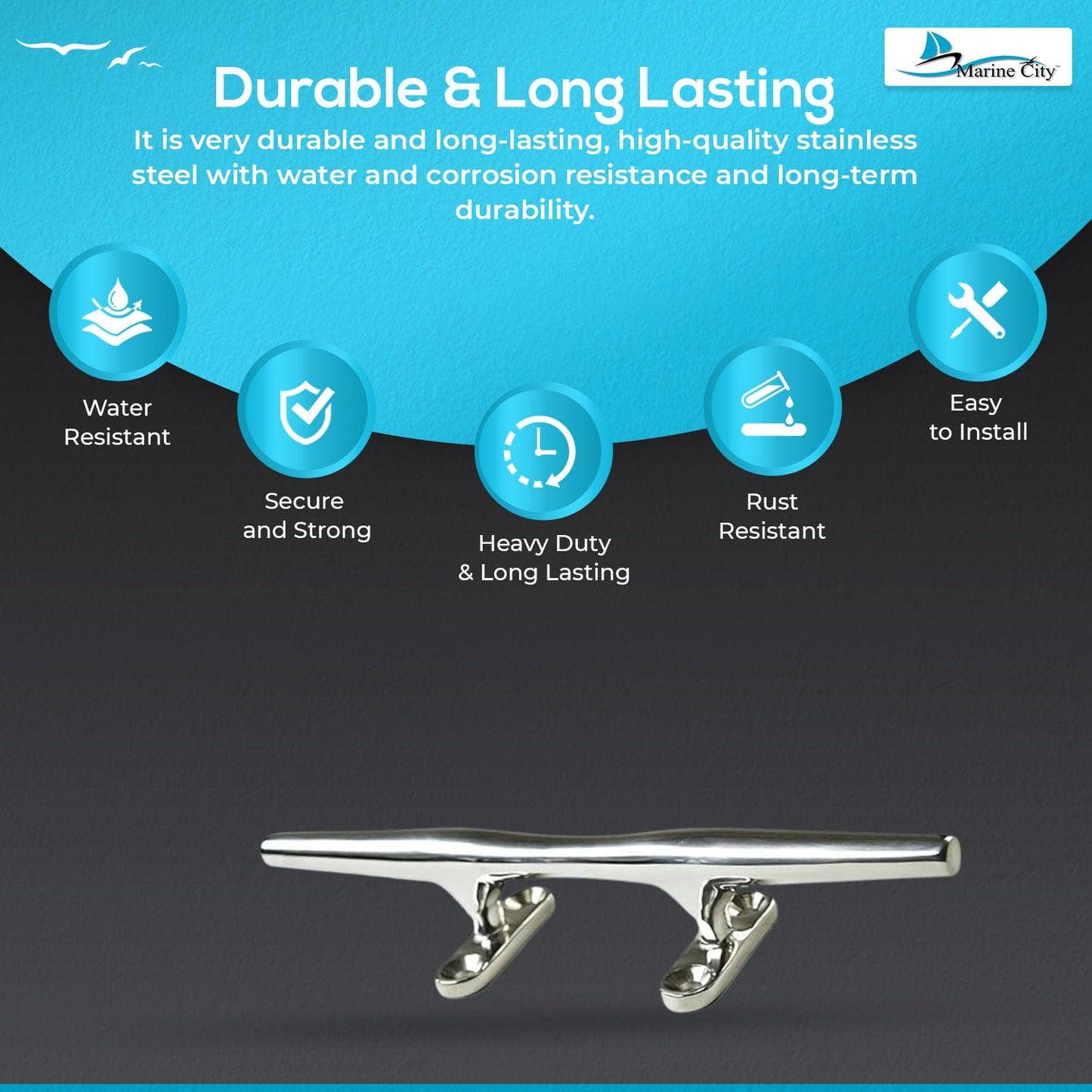 Marine City Deck Mooring Rope Tie Cleat Herreshoff Style Stainless Steel (10 Pcs)
