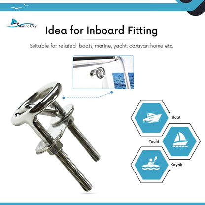 MARINE CITY Transom Mount Ski Tow Hook – 316 Stainless Steel, 3 inches Ring Marine City