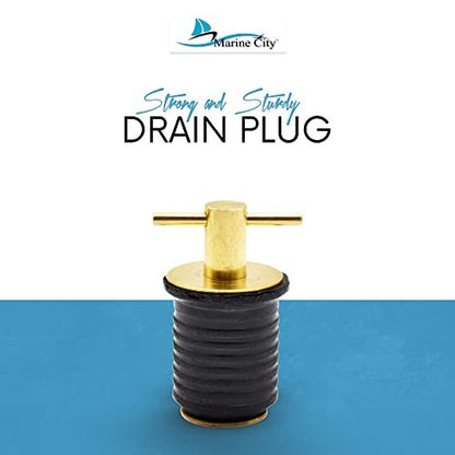 Marine City Tapón de drenaje con mango en T de latón de 1 pulgada o 1-1/4 pulgadas para barco (tapón de drenaje de 1 pulgada)