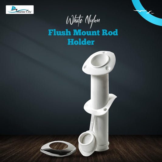 MARINE CITY White Nylon Flush Mount Rod Holder – UV Stabilized 30° (Pack of 2)