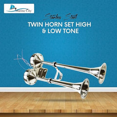 Marine City Stainless Steel Twin Horn Set – High & Low Tone, 465mm, Dual Tone