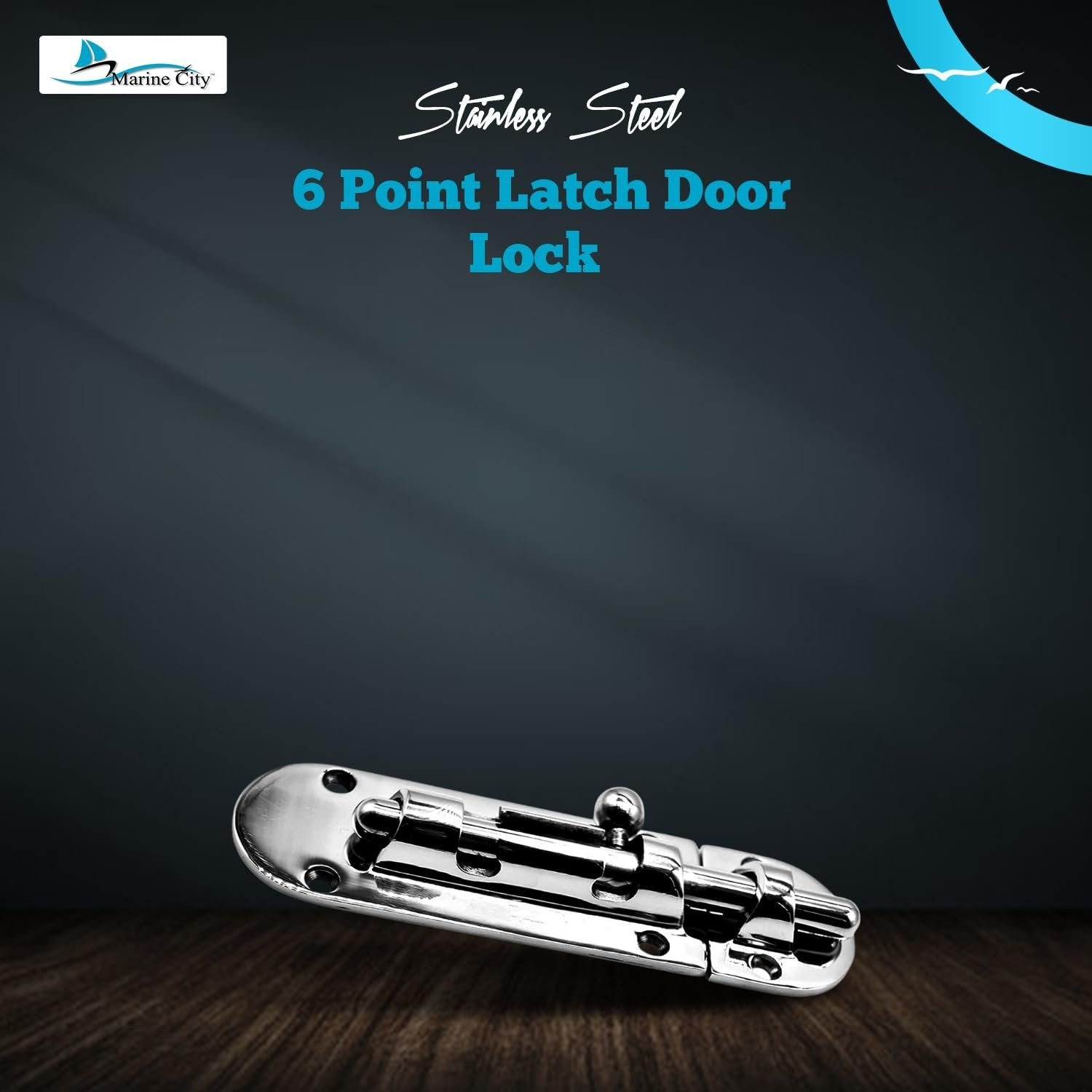 Marine City Barrel Bolt Door Latch – 316 Stainless Steel, Large, Slide Lock Marine City Hardware
