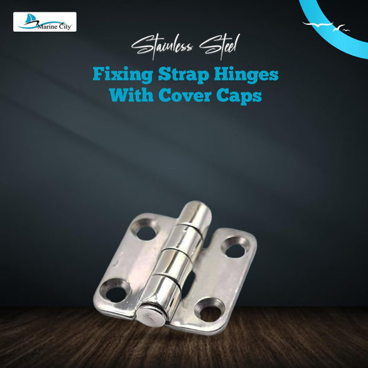 Marine City Stainless Steel Covered Strap Hinges w/ Cap 1-2/5” × 1-1/2” (2 Pcs)