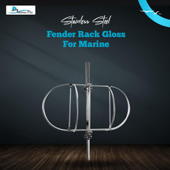 Marine City Stainless Steel Double Fender Rack Holder–11” Diameter, Gloss Finish