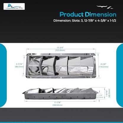 Marine City 5-Slot Louvered Vent – Stainless Steel, Corrosion-Resistant