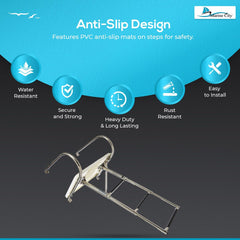 Marine City 304 Stainless Steel 3-Step Inboard/Outboard Swim Platform Ladder