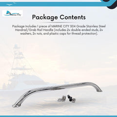 Marine City 12/16/18 Inches Marine 304 Stainless-Steel Handrail/Grab Rail Handle with Double End Studs (1Pcs)