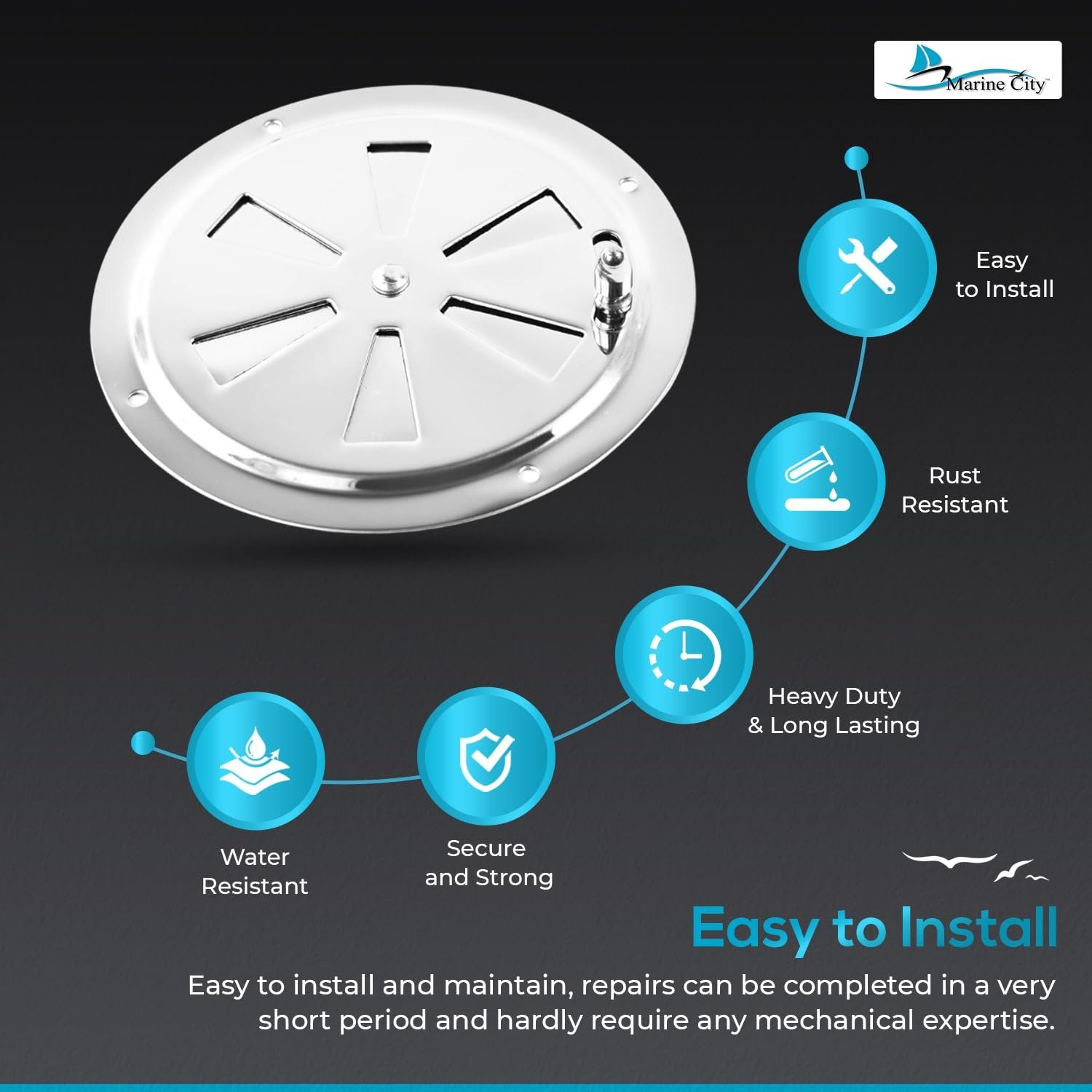 Marine City 5” Stainless Steel Round Louver Vent Cover – Butterfly Air Vent MARINE CITY