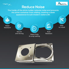 Marine City Adjustable Folding Drink Cup Holder – 304 Stainless Steel