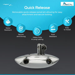 Marine City Bisagra giratoria de montaje de liberación rápida de acero inoxidable 316 para toldo Bimini (1 unidad)