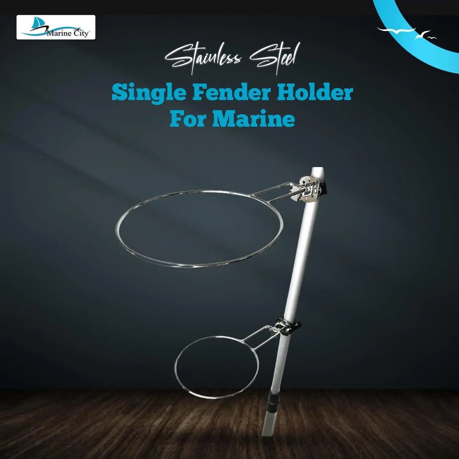 Marine City Fender Holder – Stainless Steel, UV-Resistant Clamps, Adjustable Marine City