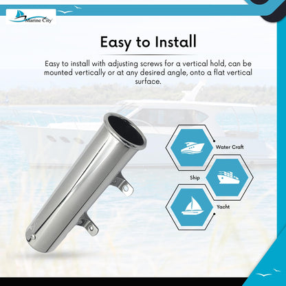 Marine City Adjustable Fishing Rod Holder – 304 Stainless Steel, Heavy-Duty