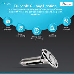 Marine City Bastón de bandera marina de acero inoxidable 316, soporte ajustable para barco y yate (coopera con tubo de 1