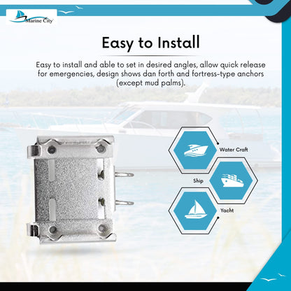 Marine City Stainless Steel Rail Mount Anchor Bracket – Fits 7/8”–1” Rails Marine City