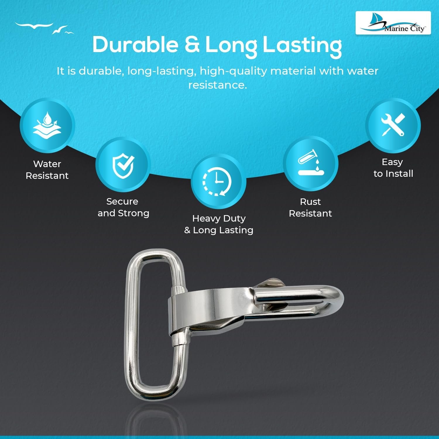 Marine City Stainless Steel Rectangular Buckle with Snap Hook – Heavy-Duty MARINE CITY