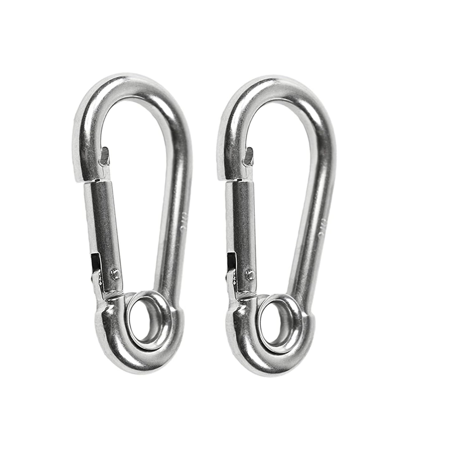 Marine City Stainless Steel Carabiner Clip Snap Hook with Ring 3-1/2” (2 Pcs)