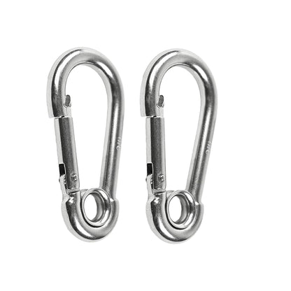 Marine City Stainless Steel Carabiner Clip Snap Hook with Ring 3-1/2” (2 Pcs)