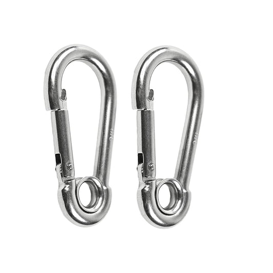 Marine City Stainless Steel Carabiner Clip Snap Hook with Ring 3-1/2” (2 Pcs)