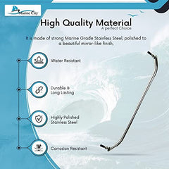 Marine City 23” Stainless Steel Oval Tube Boat Handrail with Flange & Studs