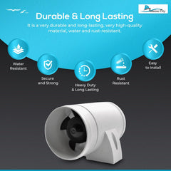 Marine City 12V 3-Inch Hose Bilge Blower – Injection Molded ABS, 158 CFM