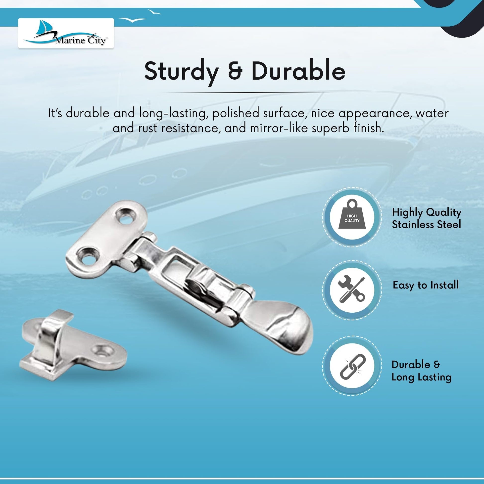 MARINE CITY Locker Hatch Anti-Rattle Toggle Latch – 316 Stainless Steel Marine City