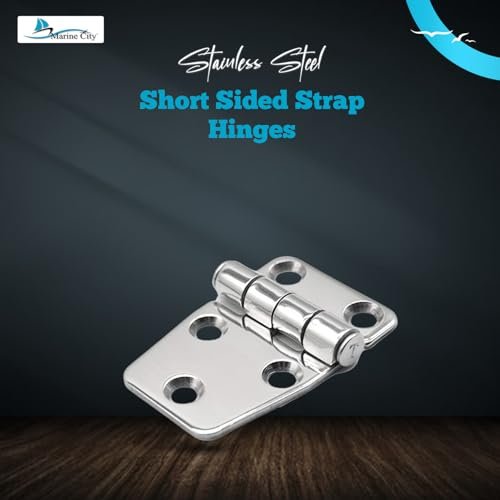 Marine City Stainless Steel Short Sided Strap Hinges  (2.2” × 1.5”) (2 Pcs)