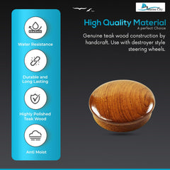 MARINE CITY Genuine Teak Center Cap – 2-3/4” Durable Wood Steering Wheel