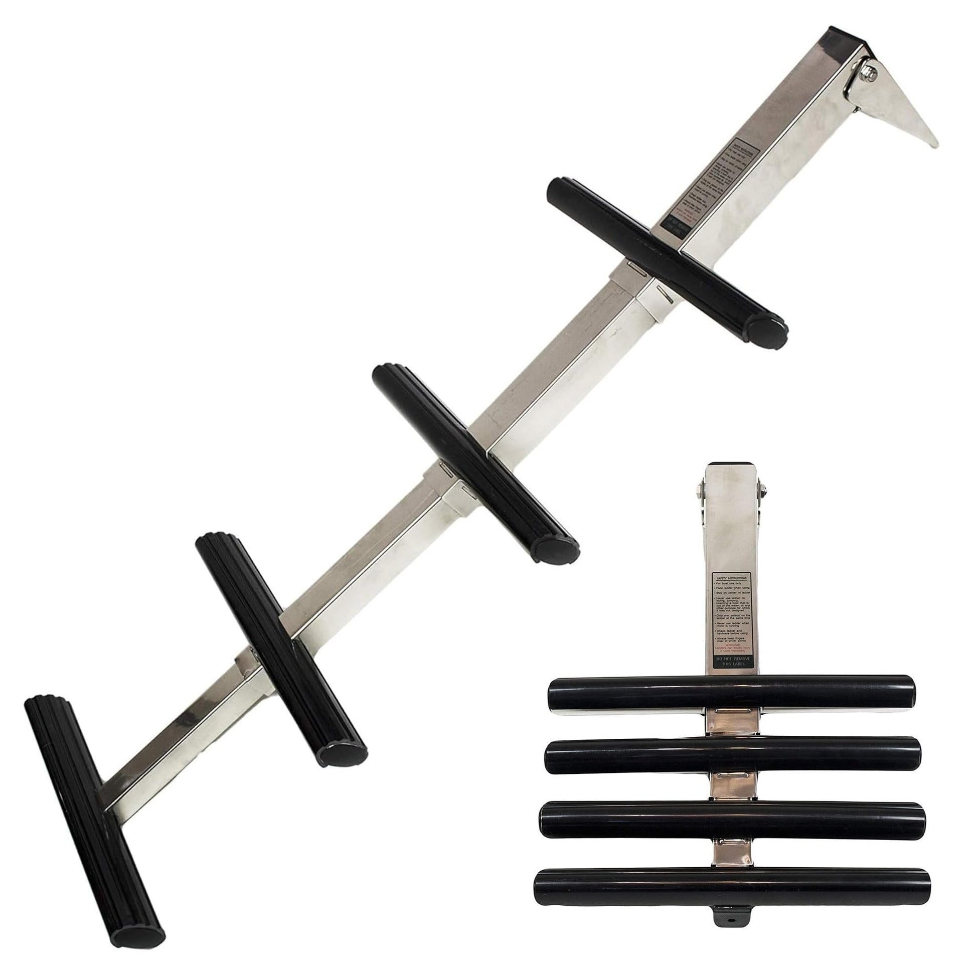 Marine City 4 Step Telescoping Ladder, Stainless Steel, Flip-Up, Anti-Slip Steps Marine City