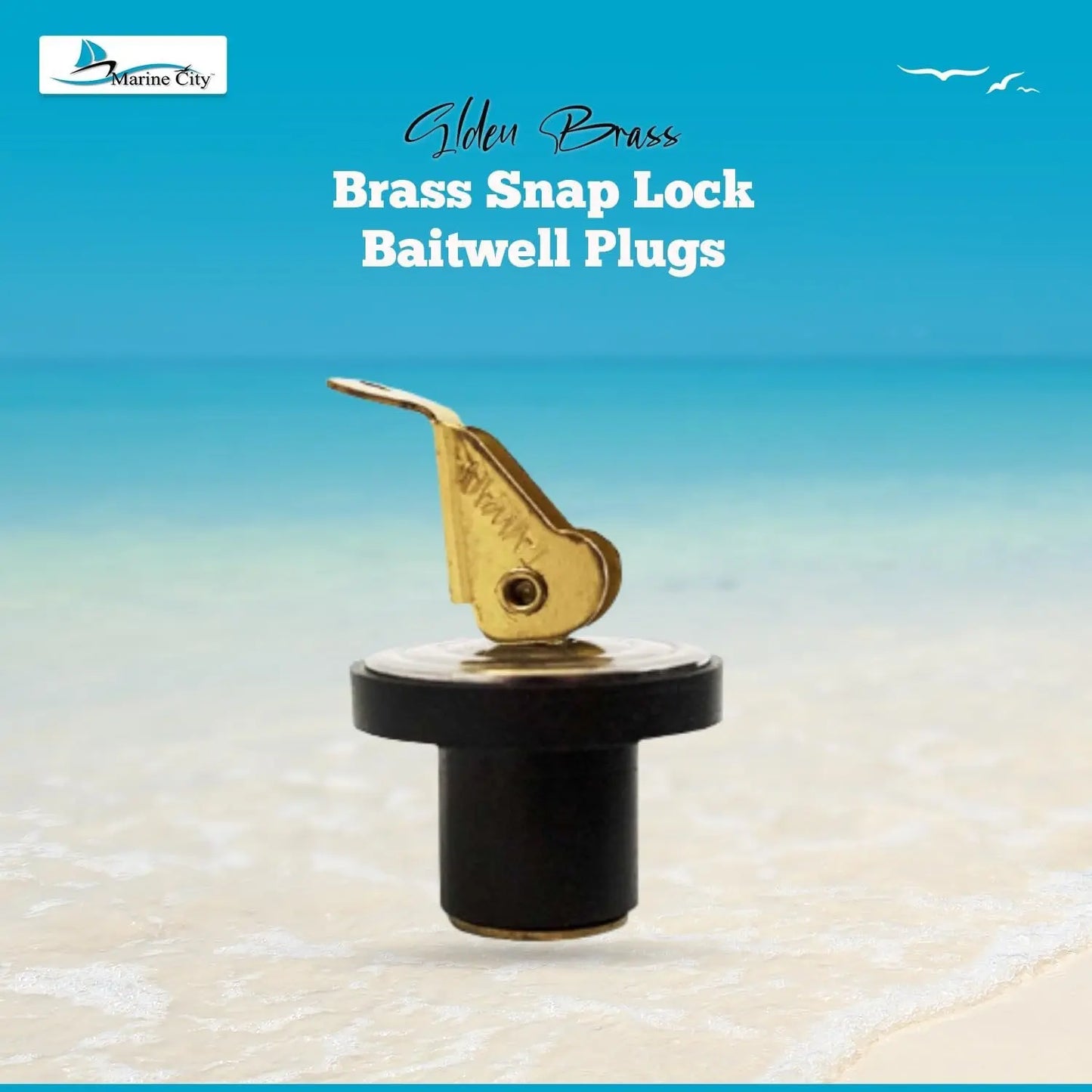 Marine City 1/2” Brass Snap Lock Baitwell Plugs – Drain Plug (Pack of 2) MARINE CITY