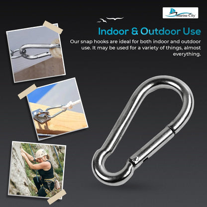 Marine City Carabiner Clip Snap Hook – 316 Stainless Steel, 4 Inches, Durable MARINE CITY