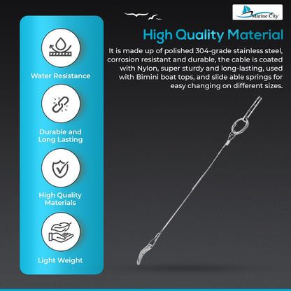 Marine City 304 Stainless Steel Bimini Top Quick Release Pin with Cable