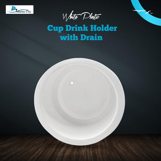Marine City White Plastic Cup Holder with Side Drain – Drink & Can Holder(2 Pcs) Marine City Hardware