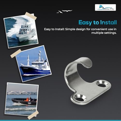 Marine City Light Duty Utility Hooks–304 Stainless Steel, 1-1/8" x 11/16"(4 Pcs) MARINE CITY
