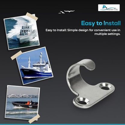 Marine City Light Duty Utility Hooks–304 Stainless Steel, 1-1/8" x 11/16"(4 Pcs) MARINE CITY
