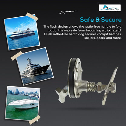 Marine City Stainless Steel Cam Latch – Marine Grade T-Handle, Flush Hatch Lock Marine City