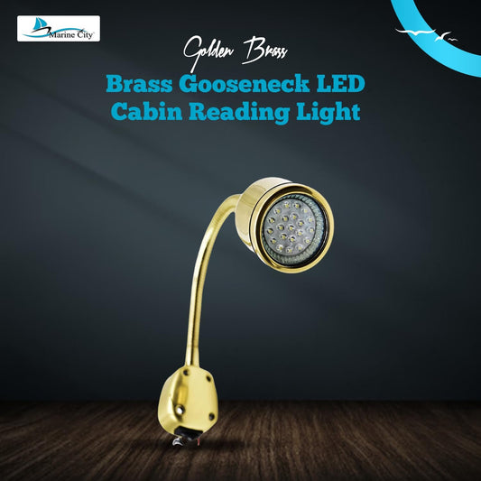 Marine City Brass Gooseneck LED Cabin Reading Light – 12V Warm White