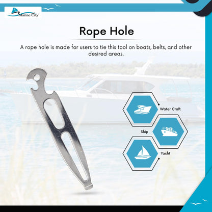 Marine City 304 Stainless Steel Shackle Key – Multi-Tool with Bottle Openers MARINE CITY