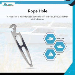Marine City 304 Stainless Steel Shackle Key – Multi-Tool with Bottle Openers