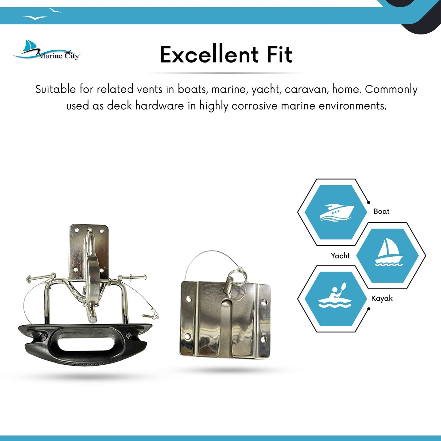 MARINE CITY Quick Release Snap Davits Set – 304 Stainless Steel (Pack of 2)