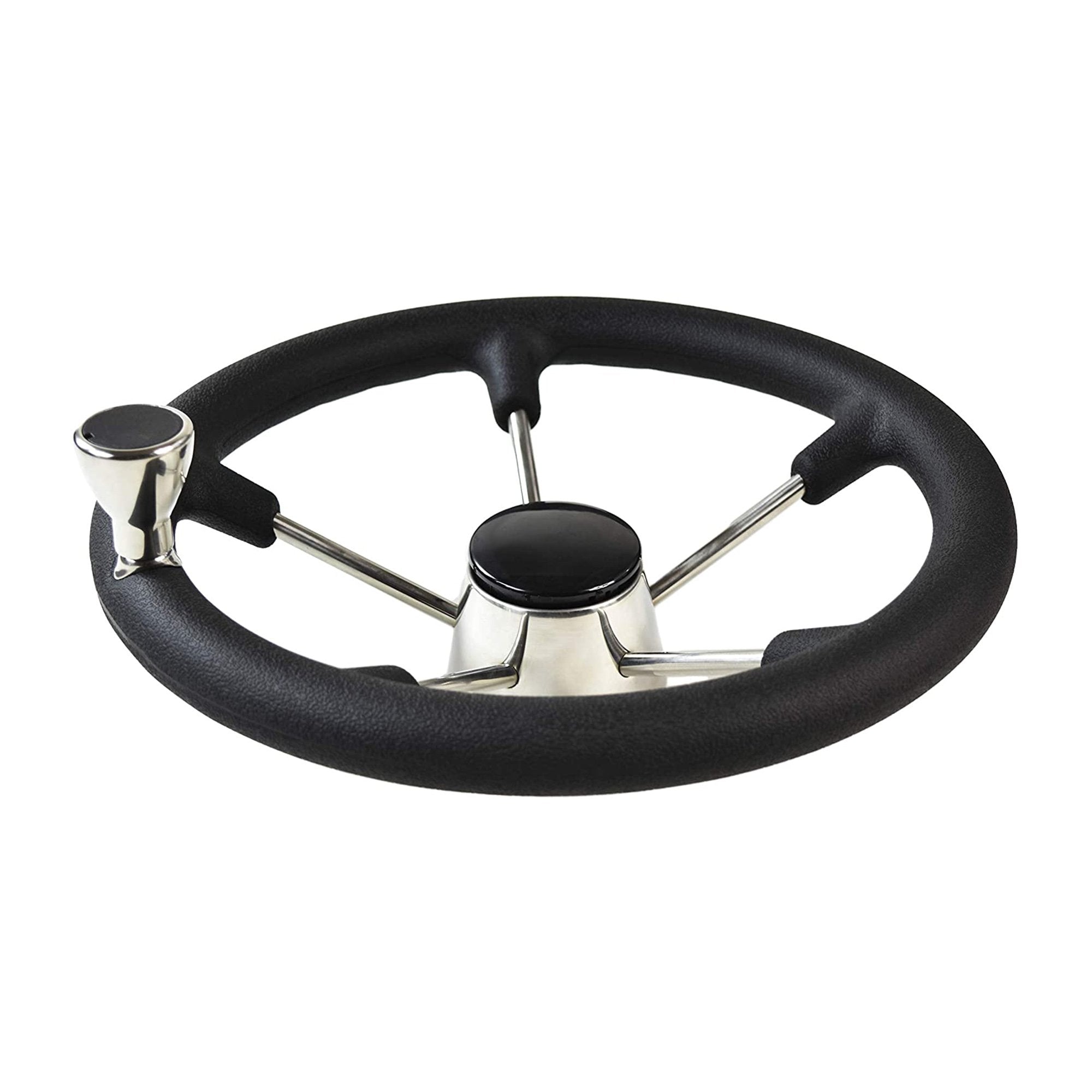 Marine City 13-1/2 inches Black Foam Grip Boat Stainless Steel Steering Wheel with Knob for Boat Yacht (Diameter: 13-1/2 inches)