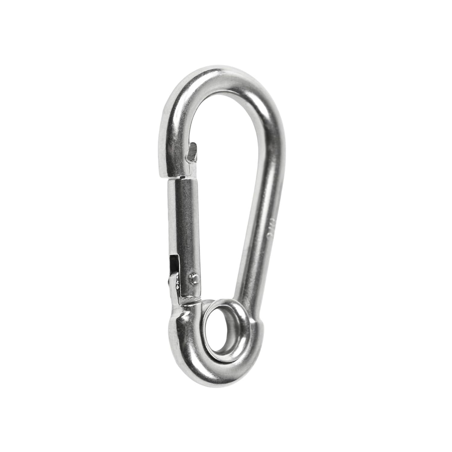 MARINE CITY 316 Stainless-Steel 2-3/8” Carabiners/Clip Snap Hook with Ring for Sailing, Fishing, Hiking
