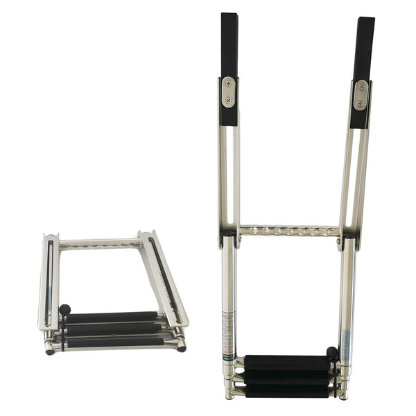 Marine City 3 Step Telescoping Boat Ladder, Stainless Steel, Anti-Slip PVC Steps