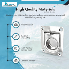 Marine City Mango de elevación empotrado rectangular de acero inoxidable de 2-9/16