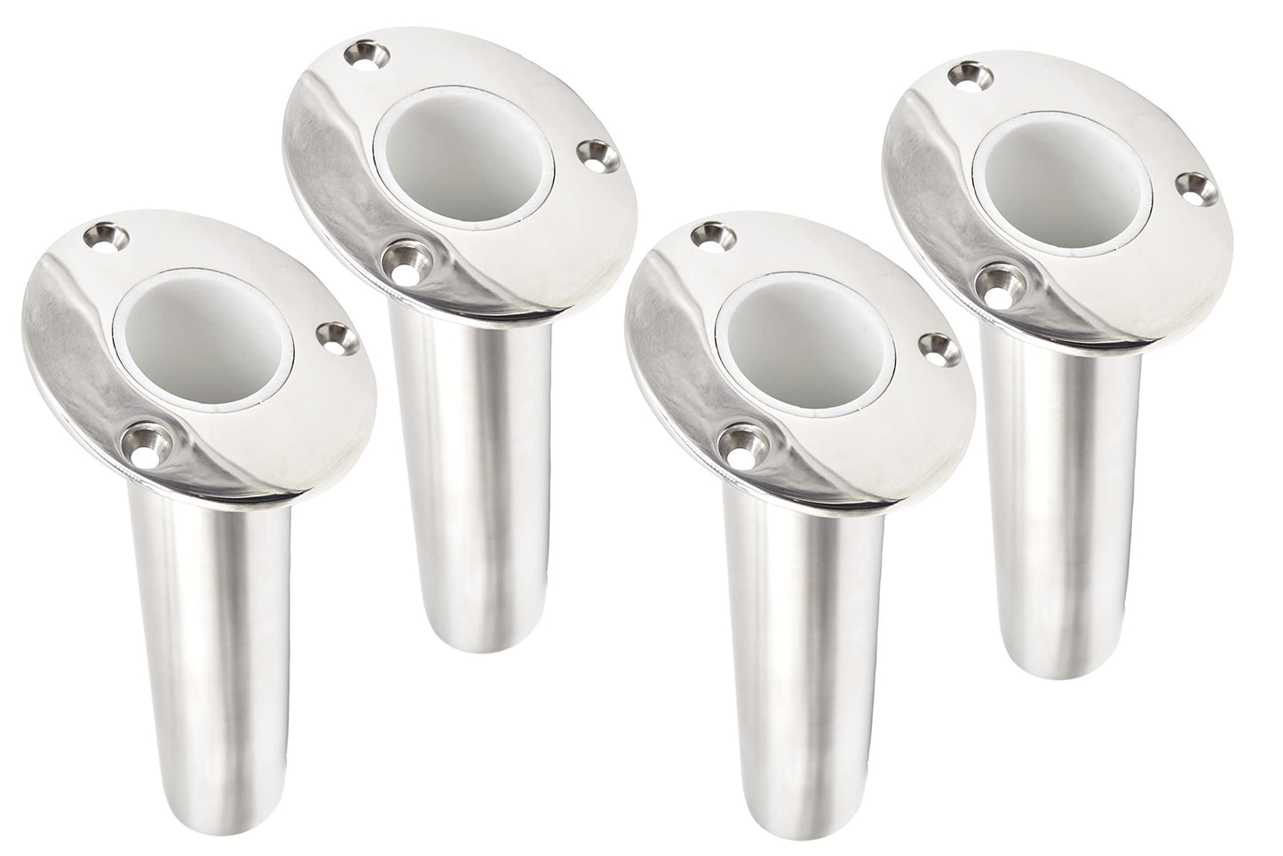 Marine City Stainless Steel Flush-Mount Fishing Rod Holder with Drain (4 Pcs)