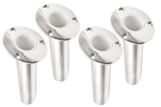 Marine City Stainless Steel Flush-Mount Fishing Rod Holder with Drain (4 Pcs)