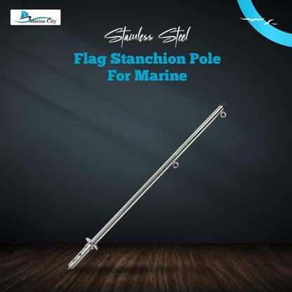 MARINE CITY 30-Inch Flag Stanchion with 304 Stainless Steel Spring Mounting Socket Marine City