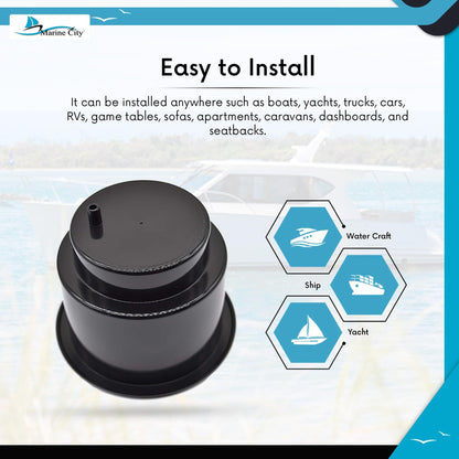 MARINE CITY Portavasos/bebidas de plástico negro con orificio de drenaje desplazado (1 PC)