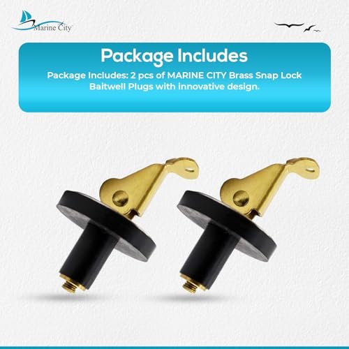 Marine City 3/8” Brass Snap Lock Baitwell Plugs – Drain Plug (Pack of 2) Marine CIty