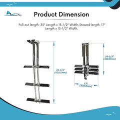 Marine City Escalera telescópica de montaje en plataforma deportiva de 3 escalones para barco