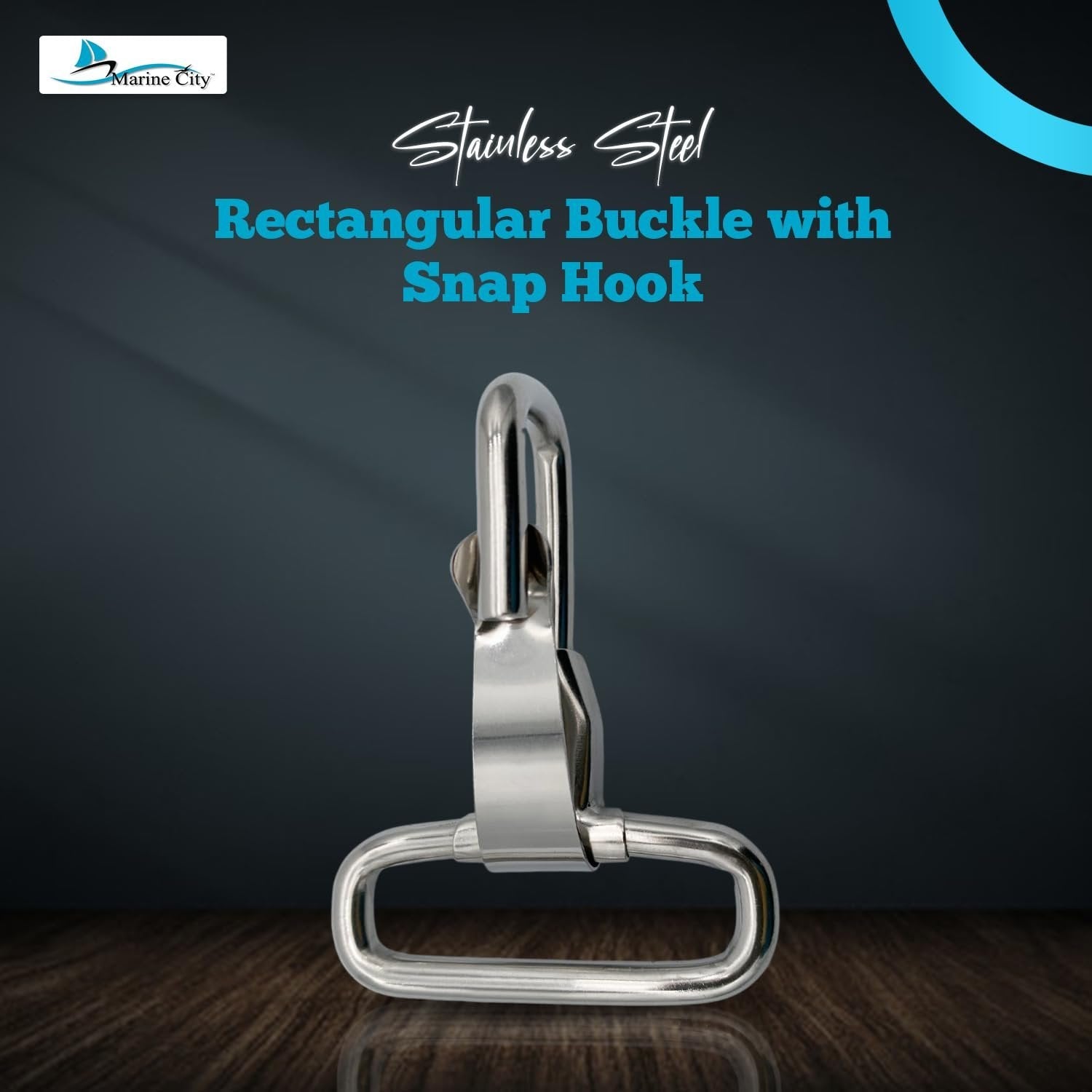 Marine City Stainless Steel Rectangular Buckle with Snap Hook – Heavy-Duty MARINE CITY